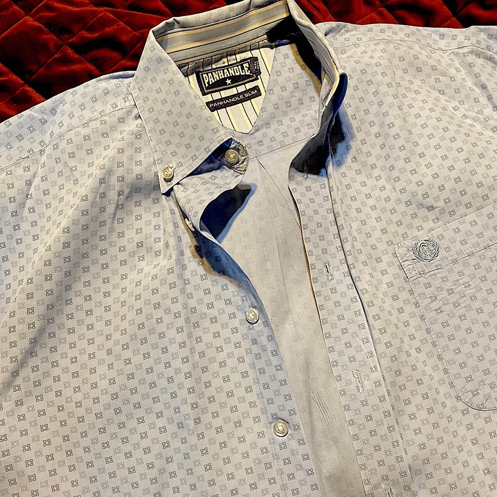 Mens Panhandle Slim short sleeve button up Shirt size Medium